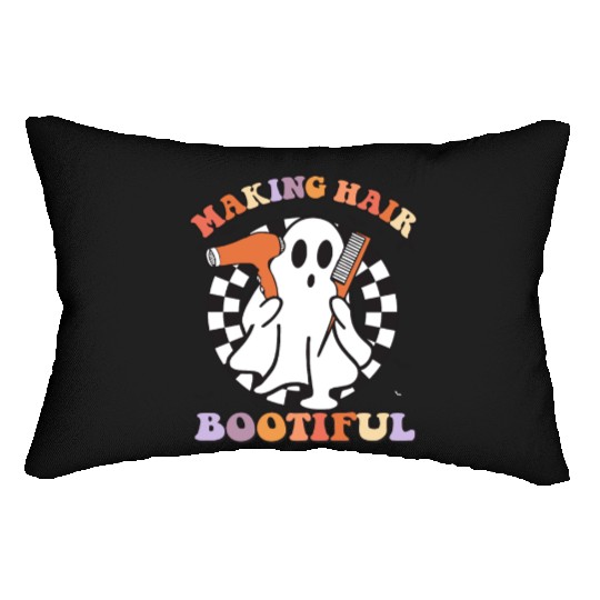 Making Hair Bootiful Hairdresser Halloween Ghost Lumbar Pillows