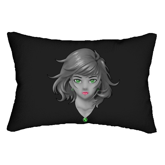 Anime girl with pretty jewelry Lumbar Pillows