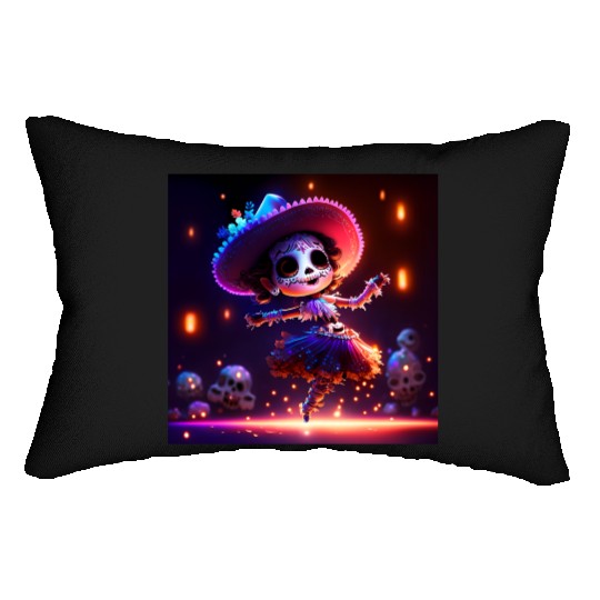 mexican skeleton lady baby dancing Lumbar Pillows