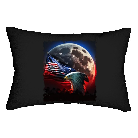 America eagle under Moon with American Flag Lumbar Pillows