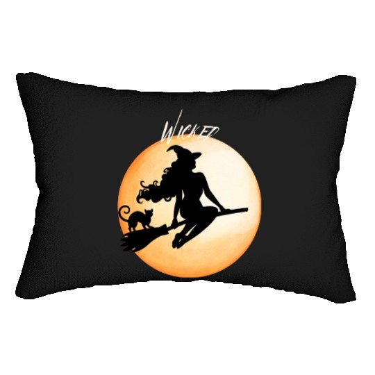 Wicked Cat Witch Funny Halloween Witch Lumbar Pillows