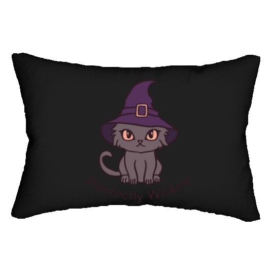 Wicked Cat Witch Funny Halloween Witch Lumbar Pillows