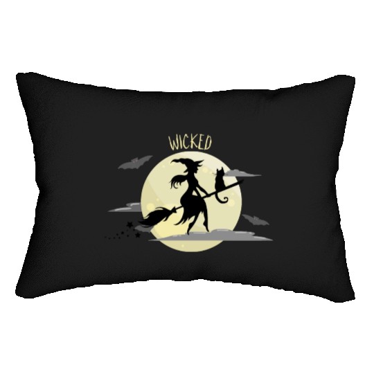 Wicked Cat Witch Funny Halloween Witch Lumbar Pillows