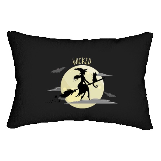 Wicked Cat Witch Funny Halloween Witch Lumbar Pillows