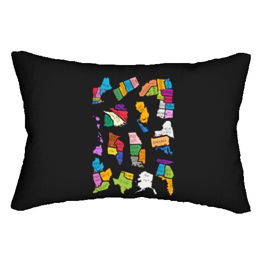 50 Cute US States Sticker Pack Lumbar Pillows