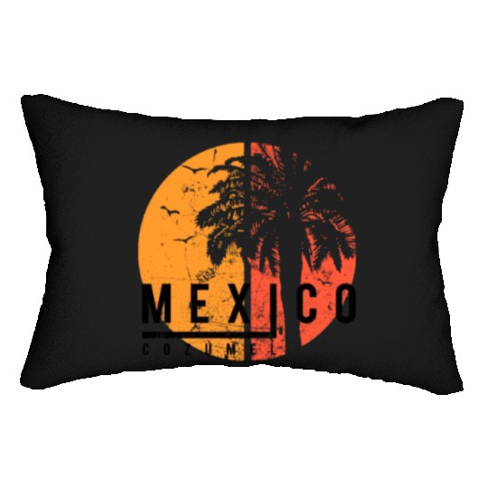 Artistic Cozumel Mexico Cool Palm Tree Vacation Lumbar Pillows