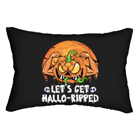 Lets Get Hallo Ripped Lumbar Pillows Funny Halloween