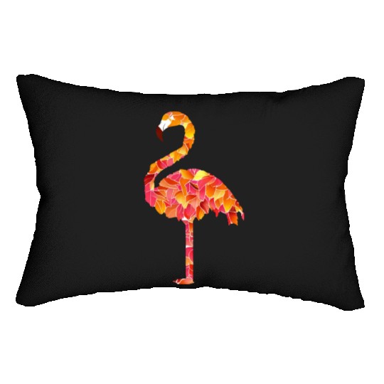 Flamingo made of autumn leaves Lumbar Pillows