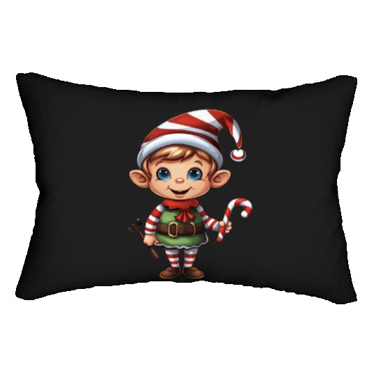 Christmas Elf Candy Cane X-Mas Pajamas Party Lumbar Pillows