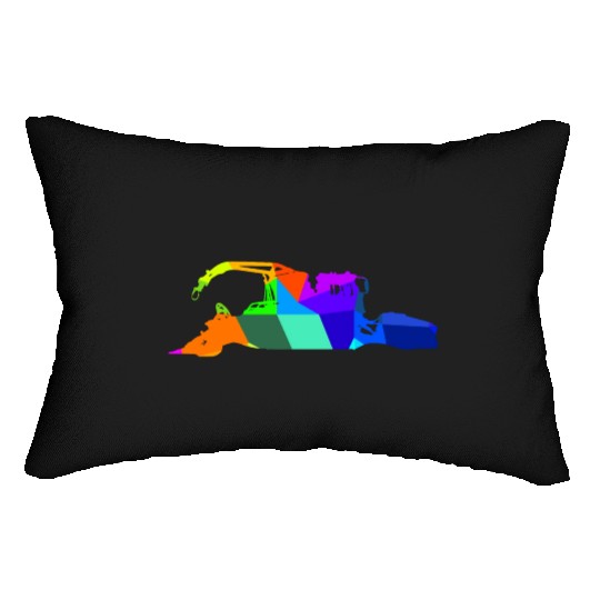 Colorful rainbow snow groomer snow vehicles Lumbar Pillows