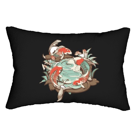 Tranquil Oasis: Koi Pond Serenity Lumbar Pillows