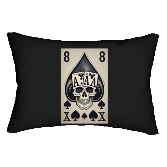 card with skeleton head (halloween design) Lumbar Pillows