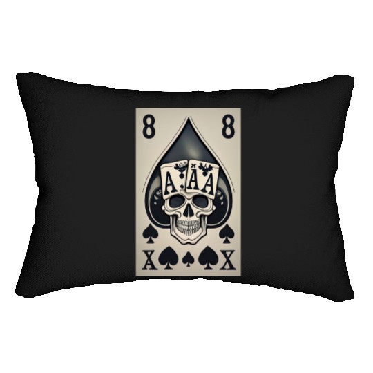 card with skeleton head (halloween design) Lumbar Pillows