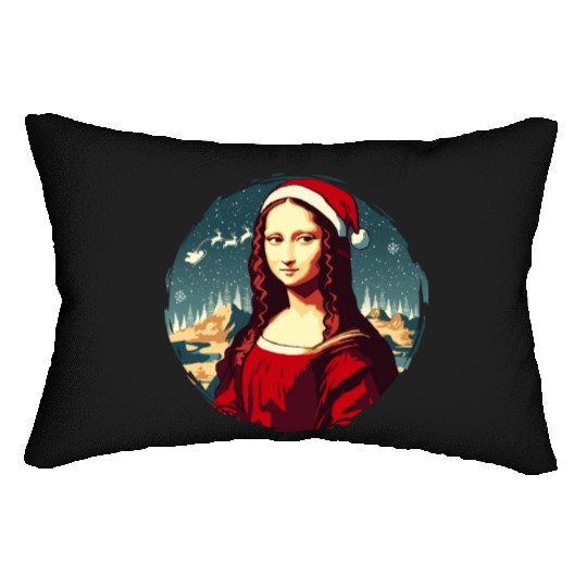 Mona Lisa Funny Christmas Art Lumbar Pillows