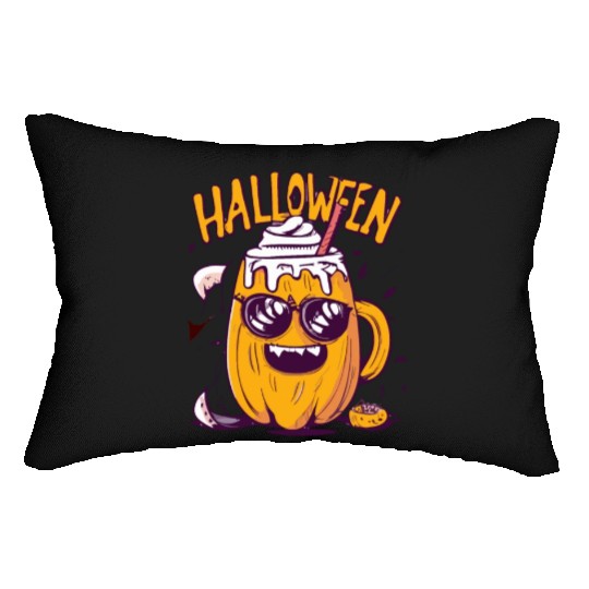 Halloween Funny Pumpkin Lemon Latte Lumbar Pillows