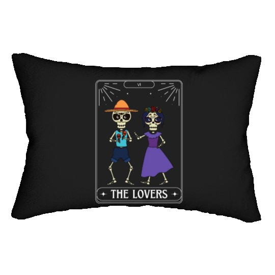 The Lovers Tarot Card Got Skeleton Skull Halloween Lumbar Pillows