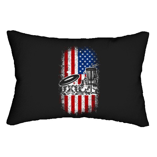 Usa American flag 4th of july patriotic disc golf Lumbar Pillows
