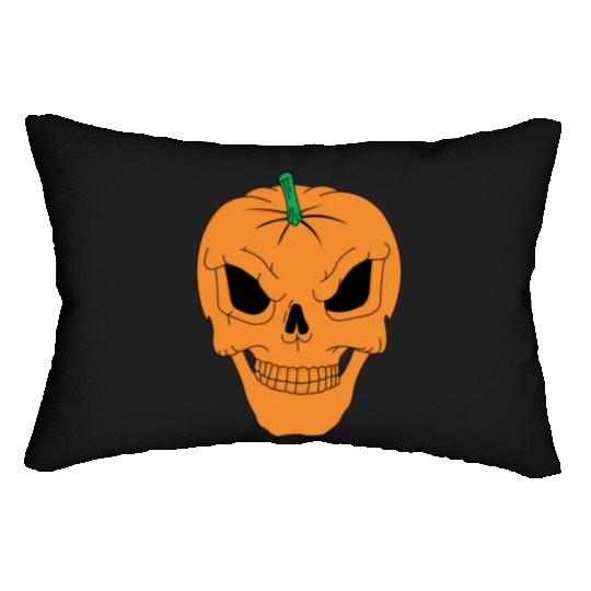 Pumpkin Skull | halloween, trick or treat Lumbar Pillows