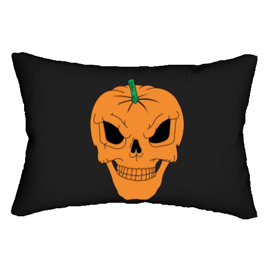 Pumpkin Skull | halloween, trick or treat Lumbar Pillows