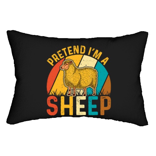 Sheep Lover Funny Pretend I'm a Sheep Retro Lamb Lumbar Pillows