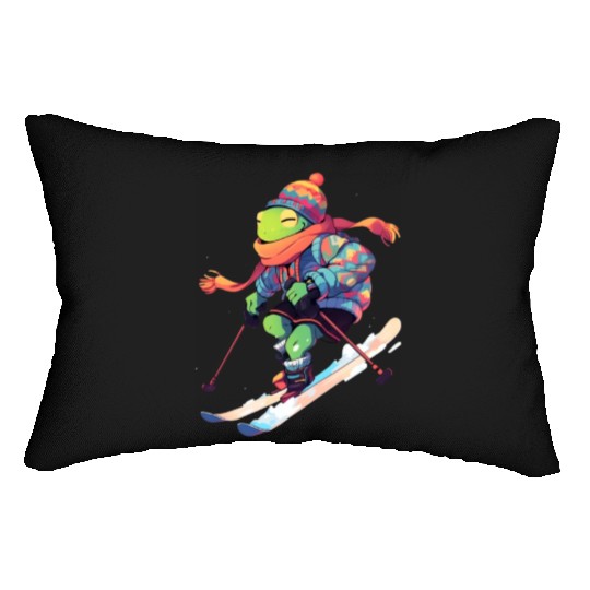 Frog Skiing Skier Ski Winter Snow Lumbar Pillows