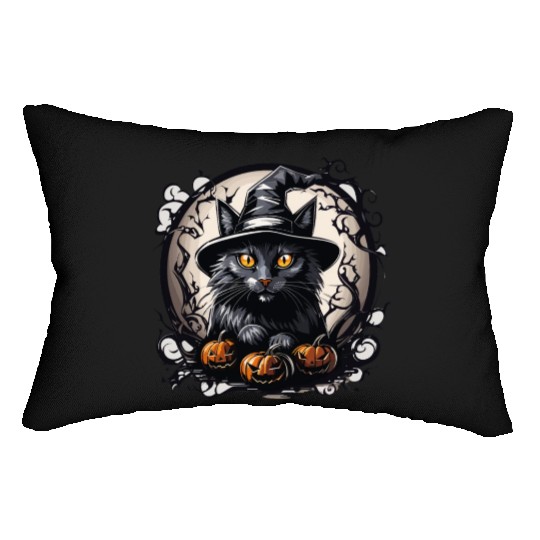 Witch Black Cat Gaze Lumbar Pillows