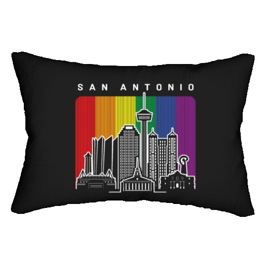 San Antonio Texas Rainbow Flag LGBTQAI Pride Lumbar Pillows