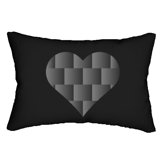Black Cute Heart Icon Lumbar Pillows