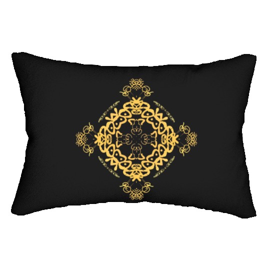 Intricate Gold Mandala Pattern Lumbar Pillows