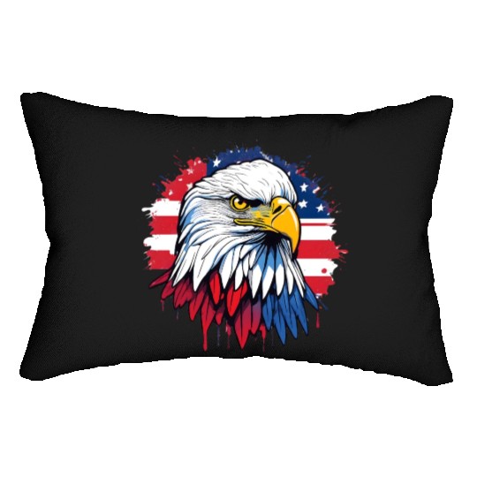 American flag and majestic eagle Lumbar Pillows