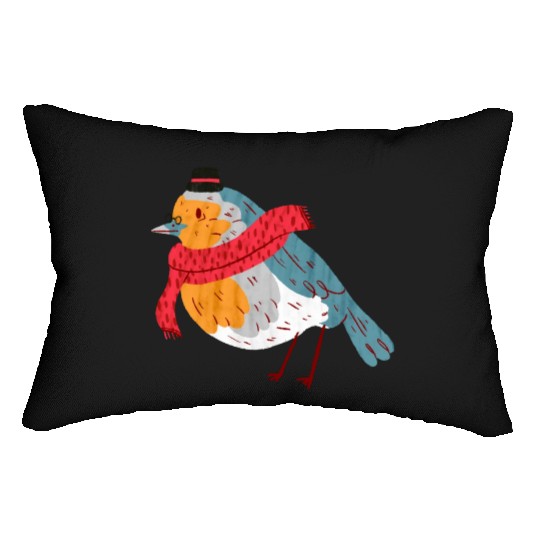 Robin With a Scarf Lumbar Pillows