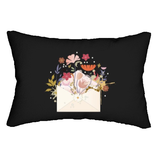floral envelope with flowers and seal Lumbar Pillows