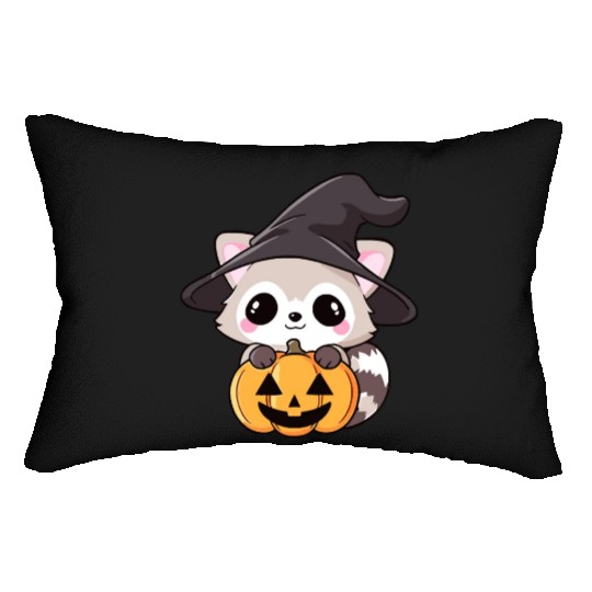 Cute Halloween raccoon Lumbar Pillows