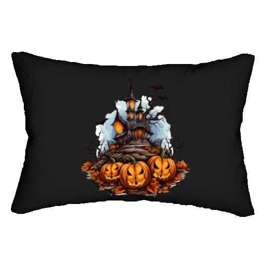 Halloween Pumpkin Bat Spell Haunted House Lumbar Pillows