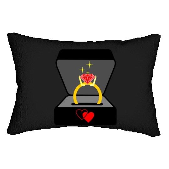 Wedding ring in box Jeweler logo Lumbar Pillows