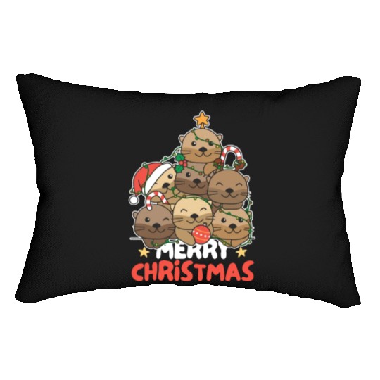 Otter Christmas Tree Merry Christmas Lumbar Pillows