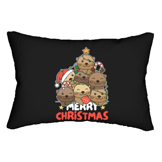 Otter Christmas Tree Merry Christmas Lumbar Pillows
