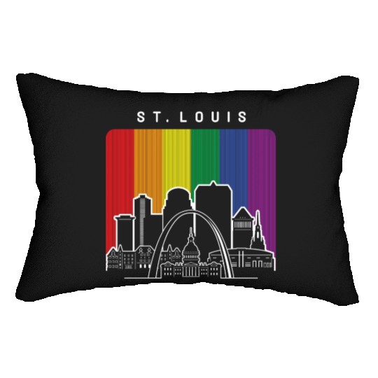 St. Louis Missouri Rainbow Flag LGBTQAI Pride Lumbar Pillows