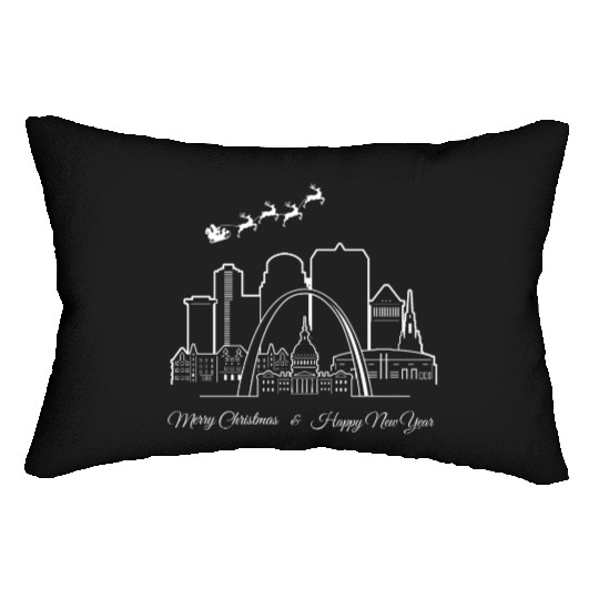 St. Louis Missouri Merry Christmas Happy New Year Lumbar Pillows