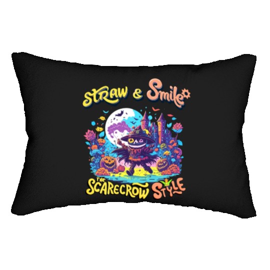 Straw & Smile The Scarecrow Funny Cute Halloween Lumbar Pillows