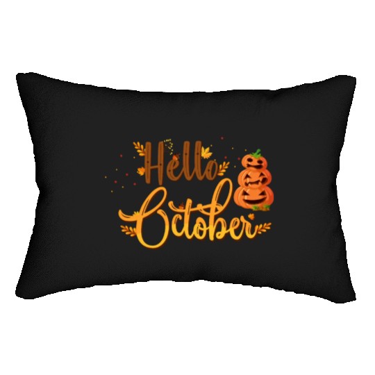 Cute Hello October Pumpkin Lumbar Pillows