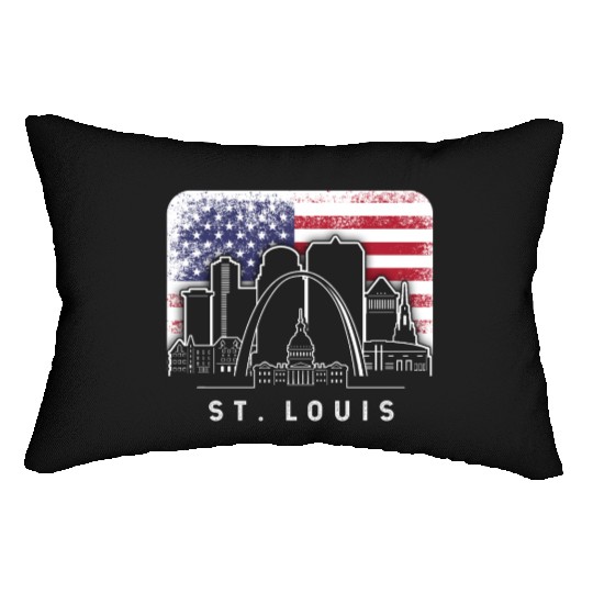 St. Louis Missouri American Flag Vintage Lumbar Pillows