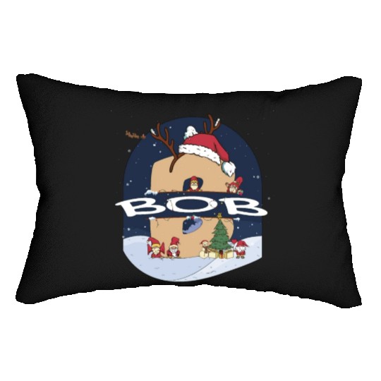 Awesome Bob Name w Santa Hat in Xmas Theme Lumbar Pillows