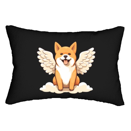 Sweet Shiba Inu angel with wings Lumbar Pillows