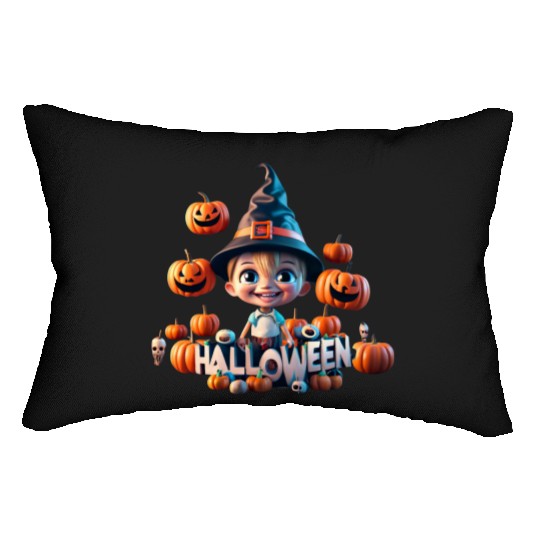 Halloween Boy With Brown Hair Lumbar Pillows