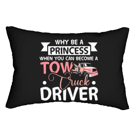 Girl prinzess tow truck driver Lumbar Pillows