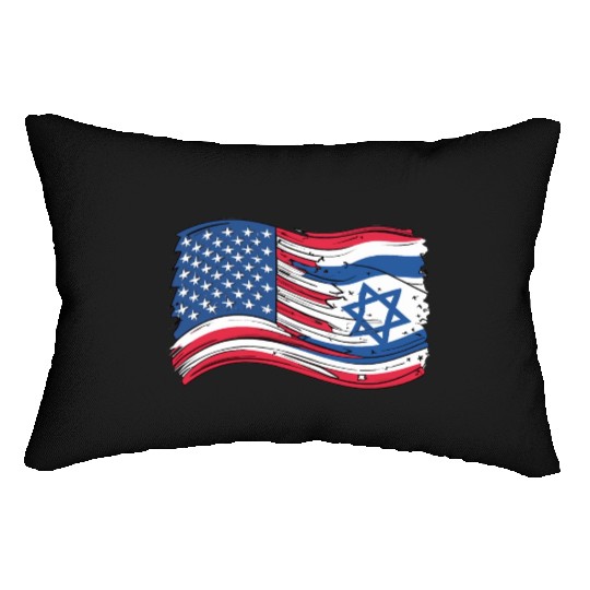 USA Israel flag! We stand with Israel! Lumbar Pillows