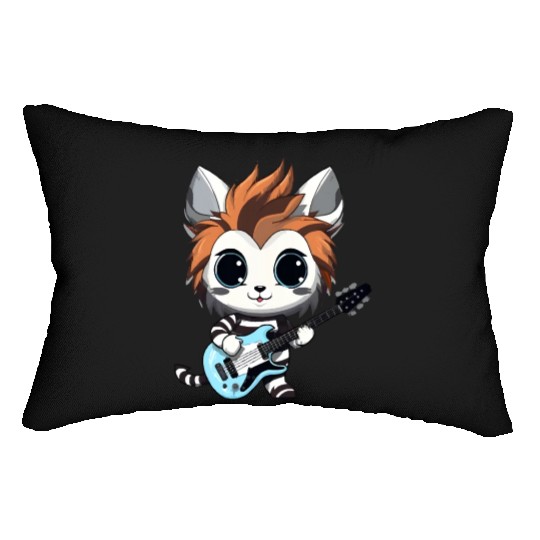 Chibi Zebra Playing Electric Guitar Lumbar Pillows