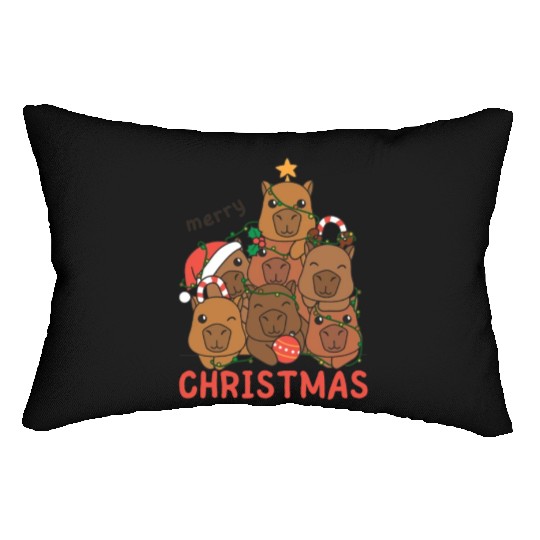 Capybara Christmas Tree Merry Christmas Lumbar Pillows