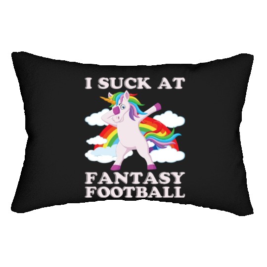 I suck at fantasy football dabbing unicorn funny Lumbar Pillows
